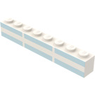 LEGO White Brick 1 x 8 with Blue Ferry Stripes (3008)