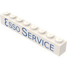 LEGO Bílá Kostka 1 x 8 s 'ESSO SERVICE' bez spodních trubiček s křížovou podporou