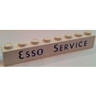 LEGO Blanc Brique 1 x 8 avec 'ESSO SERVICE' sans tubes inférieurs avec support transversal