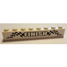 LEGO White Brick 1 x 8 with 'FINISH', Black and White Checkered Sticker (3008)
