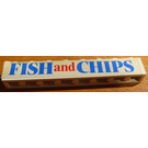 LEGO White Brick 1 x 8 with "Fish and Chips" Sticker (3008)