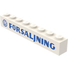 LEGO hvid Klods 1 x 8 med "FORSALJNING" med logo (3008)