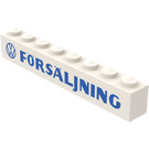 LEGO White Brick 1 x 8 with "FORSALJNING" with Logo (3008)