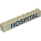 LEGO White Brick 1 x 8 with 'HOSPITAL' Sticker (3008)