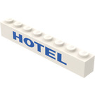 LEGO White Brick 1 x 8 with Hotel (3008)