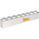 LEGO White Brick 1 x 8 with Light Orange Rectangle (Right) Sticker