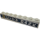 LEGO Weiß Backstein 1 x 8 mit Logo und 'CITY BANK' Aufkleber (3008)