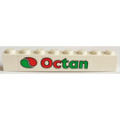 LEGO White Brick 1 x 8 with Octan Logo Sticker (3008)