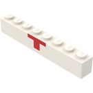 LEGO Wit Steen 1 x 8 met Rood Kruis Lower Halve (3008)