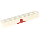 LEGO Wit Steen 1 x 8 met Rood Kruis Upper Halve Patroon (3008)