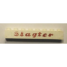 LEGO White Brick 1 x 8 with "Slagter" without Bottom Tubes with Cross Support