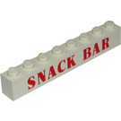 LEGO Vit Kloss 1 x 8 med "SNACK Bar" (präglat tryck) (3008)