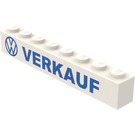 LEGO White Brick 1 x 8 with VW Logo and "VERKAUF" (3008)