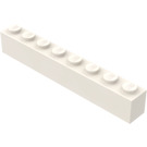 LEGO Wit Steen 1 x 8 zonder buizen aan de onderzijde, met Zijsteunen