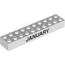 LEGO White Brick 2 x 10 with 'JANUARY' (15089 / 97623)