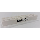 LEGO Weiß Backstein 2 x 10 mit "MARCH" und "APRIL" (3006 / 97625)