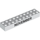 LEGO White Brick 2 x 10 with "NOVEMBER" and "DECEMBER" (12441 / 97633)