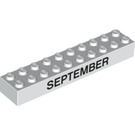 LEGO blanc Brique 2 x 10 avec 'SEPTEMBER' et 'OCTOBER' (15076 / 97631)