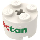 LEGO White Brick 2 x 2 Round with Octan Logo Sticker (3941)