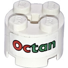 LEGO White Brick 2 x 2 Round with "Octan" Sticker (3941)