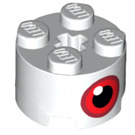 LEGO White Brick 2 x 2 Round with red Eye (3941 / 100436)