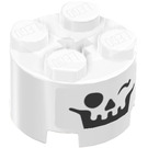 LEGO White Brick 2 x 2 Round with Winking Skull Sticker