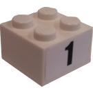 LEGO Wit Steen 2 x 2 met 1 Sticker (3003)