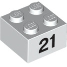 LEGO blanc Brique 2 x 2 avec '21' (14912 / 97659)