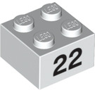 LEGO Weiß Backstein 2 x 2 mit '22' (14919 / 97660)