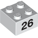 LEGO Wit Steen 2 x 2 met '26' (14935 / 97664)