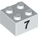LEGO blanc Brique 2 x 2 avec '7' (14842 / 97643)