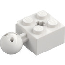 LEGO White Brick 2 x 2 with Ball Joint and Axlehole with Holes in Ball (57909)