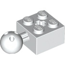 LEGO White Brick 2 x 2 with Ball Joint and Axlehole with Holes in Ball (57909)