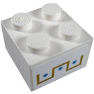 LEGO White Brick 2 x 2 with Blue and Gold Sticker (3003)