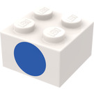 LEGO Hvit Kloss 2 x 2 med Blå Sirkel (3003)