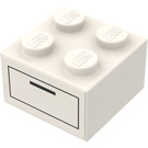LEGO blanc Brique 2 x 2 avec Drawer De Affronter Autocollant (3003)