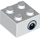 LEGO Weiß Backstein 2 x 2 mit Augen auf Both Sides (Offset) und Punkt in Pupille (81508 / 88398)