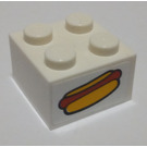 LEGO blanc Brique 2 x 2 avec Hot Chien Autocollant (3003)