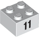 LEGO Weiß Backstein 2 x 2 mit Number 11 (14864 / 97647)