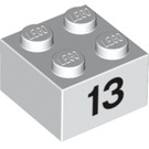 LEGO Wit Steen 2 x 2 met Number 13 (14870 / 97649)