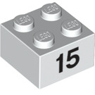 LEGO Wit Steen 2 x 2 met Number 15 (14878 / 97653)