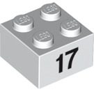 LEGO Wit Steen 2 x 2 met Number 17 (14885 / 97655)