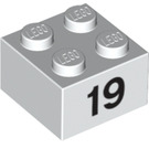 LEGO blanc Brique 2 x 2 avec Number 19 (14890 / 97657)
