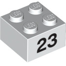 LEGO blanc Brique 2 x 2 avec Number 23 (14921 / 97661)
