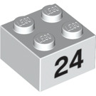 LEGO Weiß Backstein 2 x 2 mit Number 24 (14924 / 97662)
