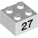 LEGO Weiß Backstein 2 x 2 mit Number 27 (14936 / 97665)
