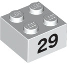 LEGO Wit Steen 2 x 2 met Number 29 (14941 / 97667)