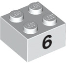 LEGO Weiß Backstein 2 x 2 mit Number 6 (14836 / 97642)