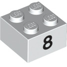 LEGO Weiß Backstein 2 x 2 mit Number 8 (14844 / 97644)