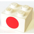 LEGO Weiß Backstein 2 x 2 mit rot Kreis (3003)